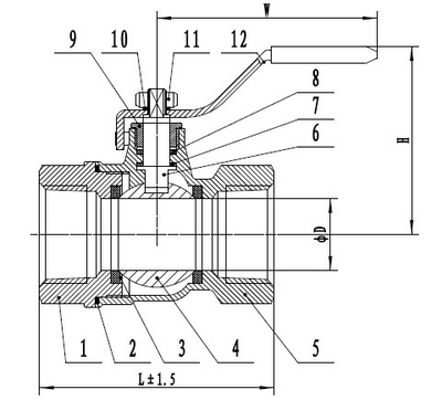 Válvula de bola de acero inoxidable de 2 piezas, 600psi